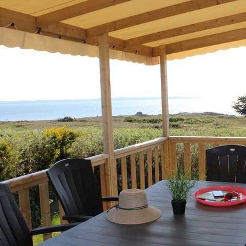 Stacaravan 4 personen - Stacaravan Premium HORIZON 40m² - 2 kamers + halfoverdekt terras 15m² - Zeezicht