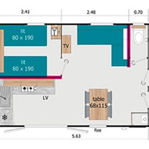 Stacaravan 6 personen - Lodge 77- 4/6 slaapplaatsen