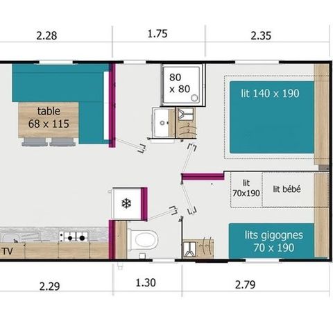 Stacaravan 4 personen - Lodge 75 comfort