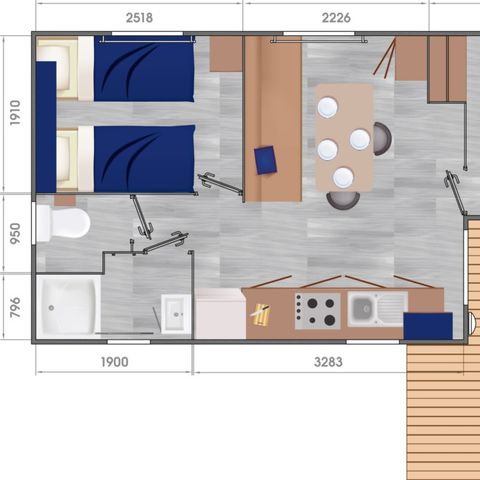 Stacaravan 5 personen - Ontwijking Groix- Voetgangersgebied- 4/5P 2Ch 25m2