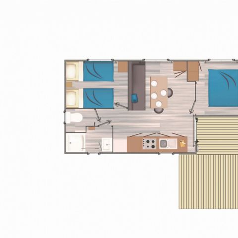 Stacaravan 5 personen - Confort+ Belle Ile 4/5 Pers 2 Ch 25m2