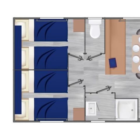Stacaravan 6 personen - Evasion Belle Etoile- Voetgangersgebied- 6P 3Ch 32m2