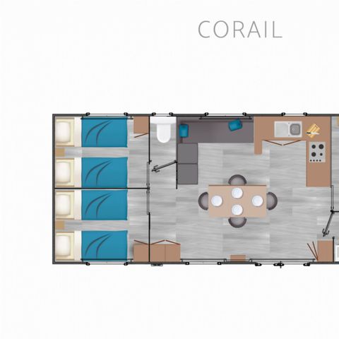 Stacaravan 6 personen - Appartement Corail - 6 Pers 3 B 36m2