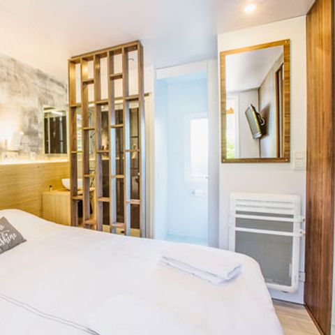 Stacaravan 6 personen - Sunêlia Luxe Taos 3 kamers / 2 badkamers 40m² - TV - LV - Overdekt terras - Linnen voorzien