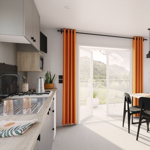 Stacaravan 4 personen - Confort 24.2 m² - 2 slaapkamers - Geïntegreerd terras - Vlakbij speeltuin