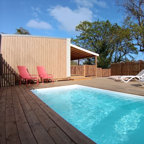 Stacaravan 6 personen - NIEUW// Villa de la Rance Prestige 40m² - 3 kamers - 2 badkamers - Zwembad - Overdekt terras