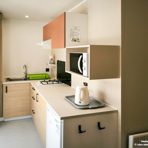 Stacaravan 2 personen - Stacaravan Confort 22m² - 1 kamer + halfoverdekt terras 12m² + TV + Air-conditioning -