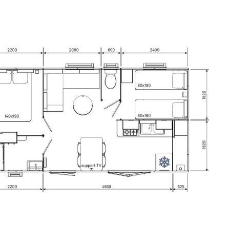 Stacaravan 4 personen - Loggia Premium, 29m² - Airconditioning