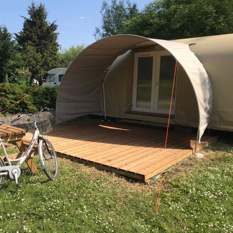 Tent 2 personen - 03-Cocosweet 20m2 (2ch - 2/4 pers.) + opgemaakte bedden + drankpakket - prijs voor 2 personen