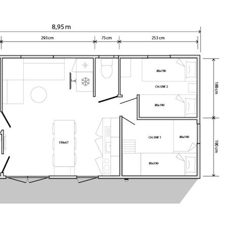 Stacaravan 6 personen - Confort Plus 3 slaapkamers
