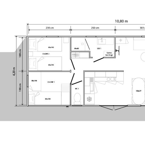 Stacaravan 6 personen - Confort Plus 3 slaapkamers 2 badkamers