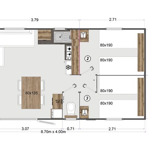 Stacaravan 6 personen - OPALIA