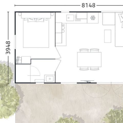 Stacaravan 6 personen - TOSCANA 2 SLAAPKAMERS 4-6 PERSONEN