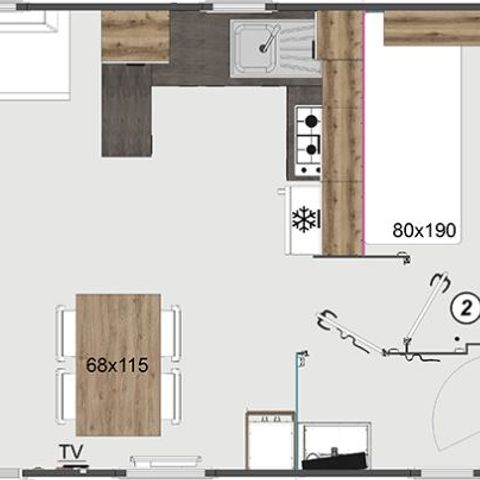 Stacaravan 6 personen - BORA 2 slaapkamers 4/6 slaapplaatsen