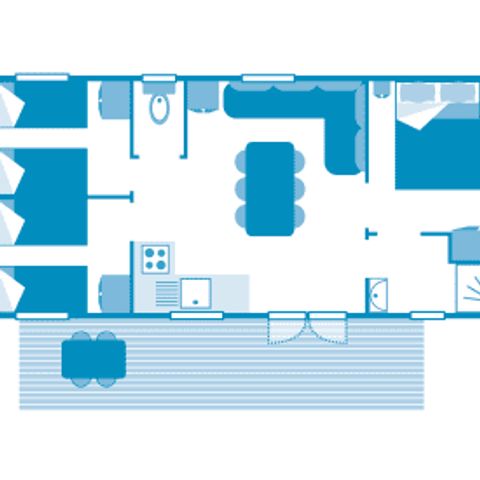 Stacaravan 7 personen - Cottage 6/7p 3ch met airconditioning ***