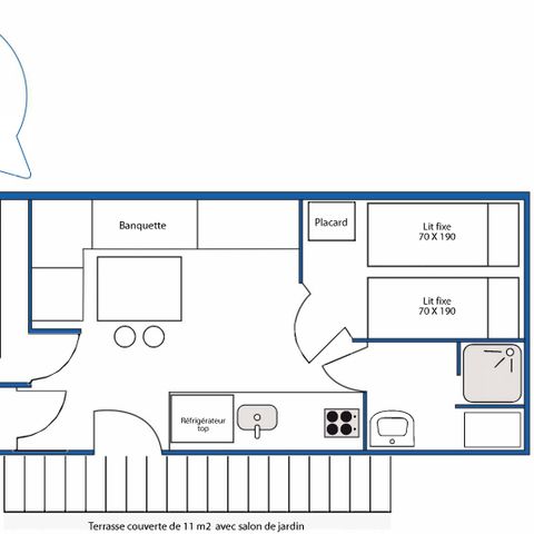 Stacaravan 4 personen - STANDAARD - 2 slaapkamers