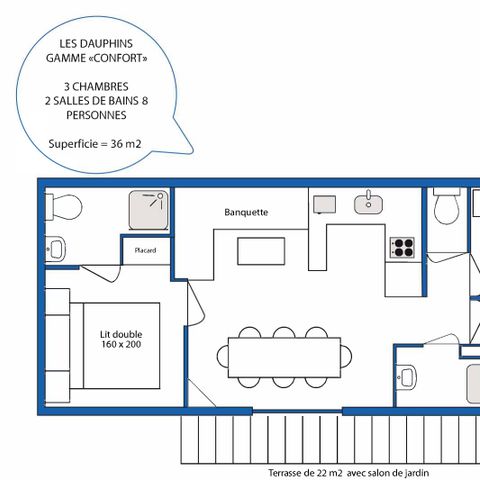 Stacaravan 8 personen - Verhuur stacaravan CONFORT - 3 slaapkamers