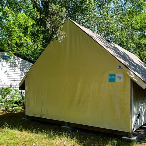 Safaritent 4 personen - Lodge 2 trèfles 2 slaapkamers, 1 badkamer met douche