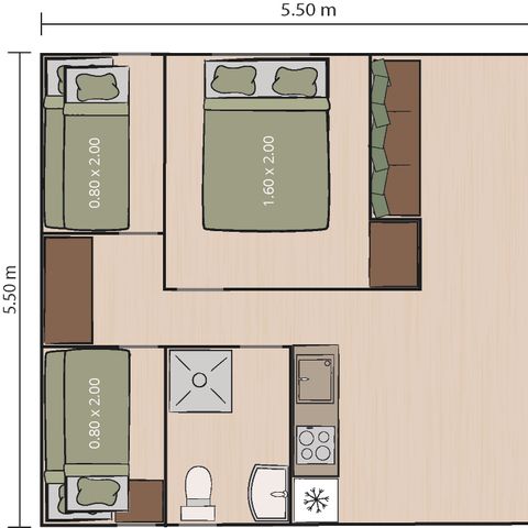 Safaritent 6 personen - Safaritent + sanitair (6P)