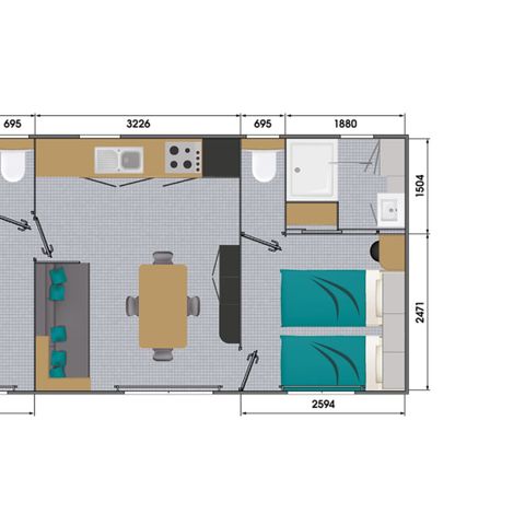 Stacaravan 4 personen - PREMIUM 2 SL.K. 4 PERS