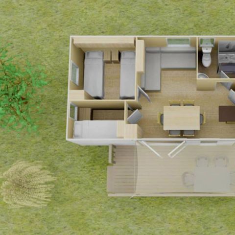 Stacaravan 6 personen - Mobile-home | Premium | 3 slaapkamers | 6 pers. | Verhoogd terras | Air-con.