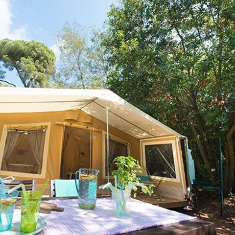 Glampingtent 5 personen - Canvas bungalow | 2 slaapkamers | 5 personen | Zonder badkamer