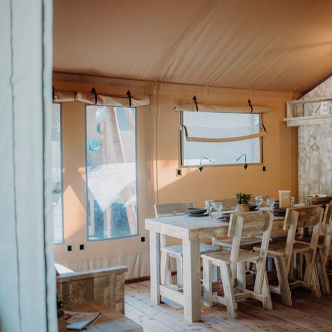 Safaritent 5 personen - Wood Prestige Plus 2ch 1SDB 38m² Tent