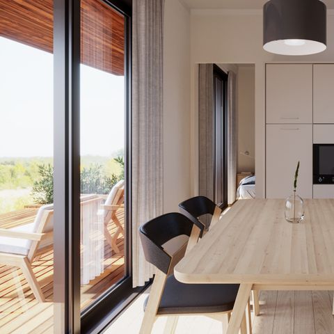 LODGE 4 personen - Lodge Serenity 33.9 m² - 2 slaapkamers + 2 badkamers + Terras + TV
