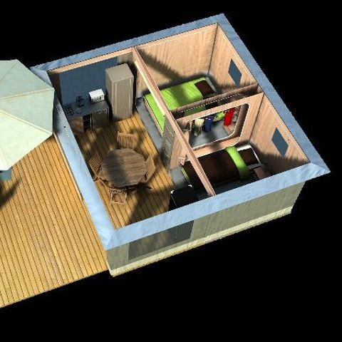 Glampingtent 4 personen - CARIBBEAN 20m² 2 kamers (zaterdag tot zaterdag)