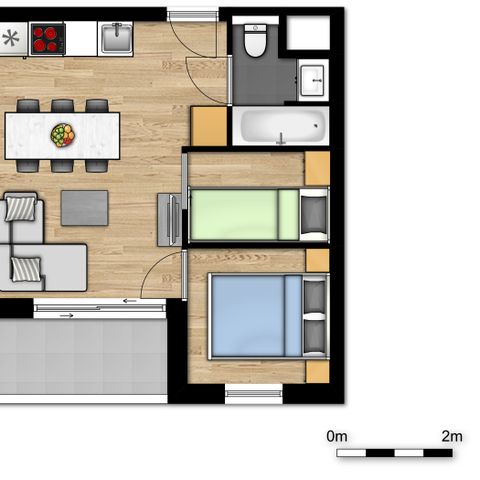 Appartement 5 personen - Familiesuite 2 volwassen - 3 kinderen