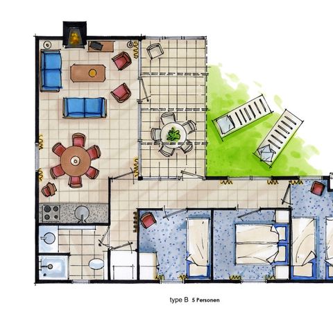 Bungalow 5 personen - B