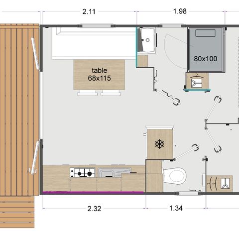 Stacaravan 4 personen - Comfort 2 slaapkamers