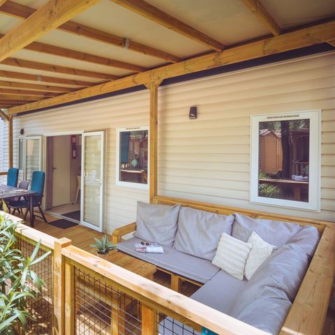 Stacaravan 7 personen - Premium Lounge met 3 slaapkamers - buitenkeuken