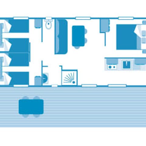 Stacaravan 6 personen - Cottage 6p 3ch airconditioning ****