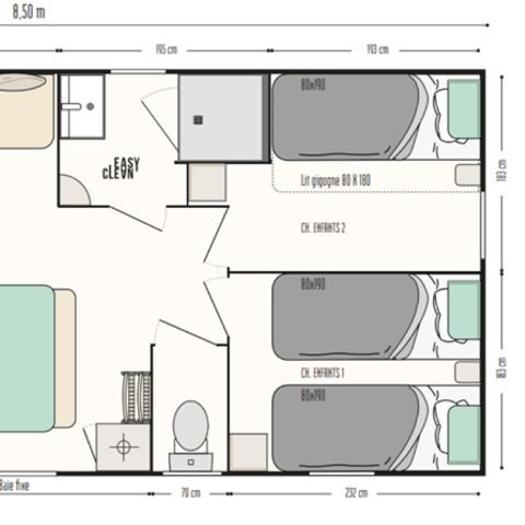 Bungalow 6 personen - Mobile home Riviere 3 omheind