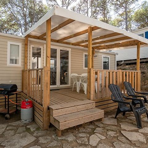 Stacaravan 2 personen - Mobile-home | Comfort | 1 Ch. | 2 Pers. | Verhoogd terras | Zonder badkamer