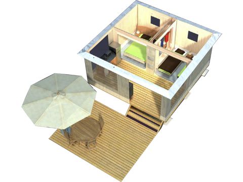 Tent 4 personen - Volledig ingerichte tent - 2 slaapkamers