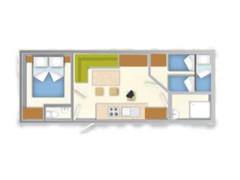 Stacaravan 6 personen - BLU ROMANTIC (4 volwassenen + 2 kinderen)