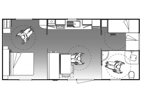 Stacaravan 6 personen - COMFORT aangepast voor personen met beperkte mobiliteit - 2 slaapkamers met airconditioning + TV