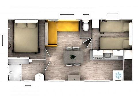 Stacaravan 4 personen - CLASSIQUE - 2 slaapkamers met airconditioning