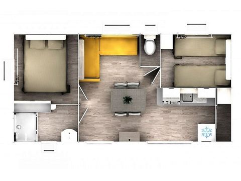 Stacaravan 4 personen - CLASSIQUE - 2 slaapkamers met airconditioning