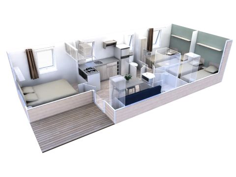 Stacaravan 8 personen - Evolution 4 Kamers 6/8 Personen Airconditioning + TV
