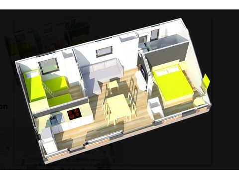 Stacaravan 5 personen - Bungalow Infinity - 2 slaapkamers