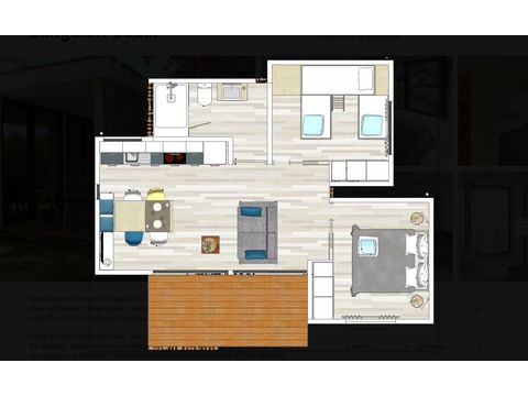 Stacaravan 5 personen - Bungalow Cubik - 2 slaapkamers