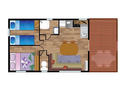 Stacaravan 4 personen - Mobile-home IBARDIN**** 4 slaapplaatsen
