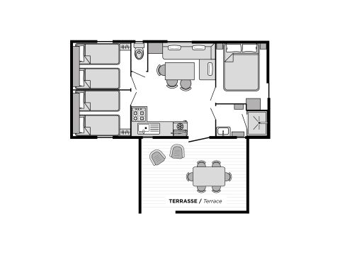 Stacaravan 6 personen - 3 slaapkamers - CLIM - TV - LV