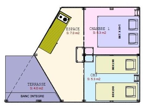 Glampingtent 4 personen - 2 kamers - geen sanitair