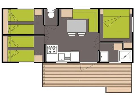 Stacaravan 6 personen - Klassieke 3-slaapkamer stacaravan voor 6 personen zondag