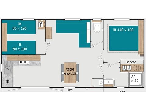 Stacaravan 6 personen - COTTAGE PREMIUM - Les Genêts | 4-6 pers.