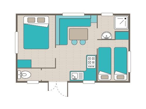 Stacaravan 4 personen - Classic XL | 2 slaapkamers | 4 pers. | Verhoogd terras